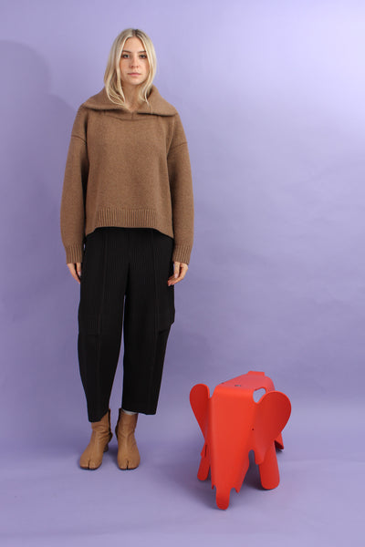Alexander Wang Brown Wool Split-Collar Sweater Size Small