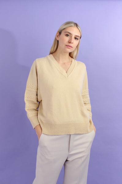 Hermes Cashmere Cable Vneck Sweater Size 38