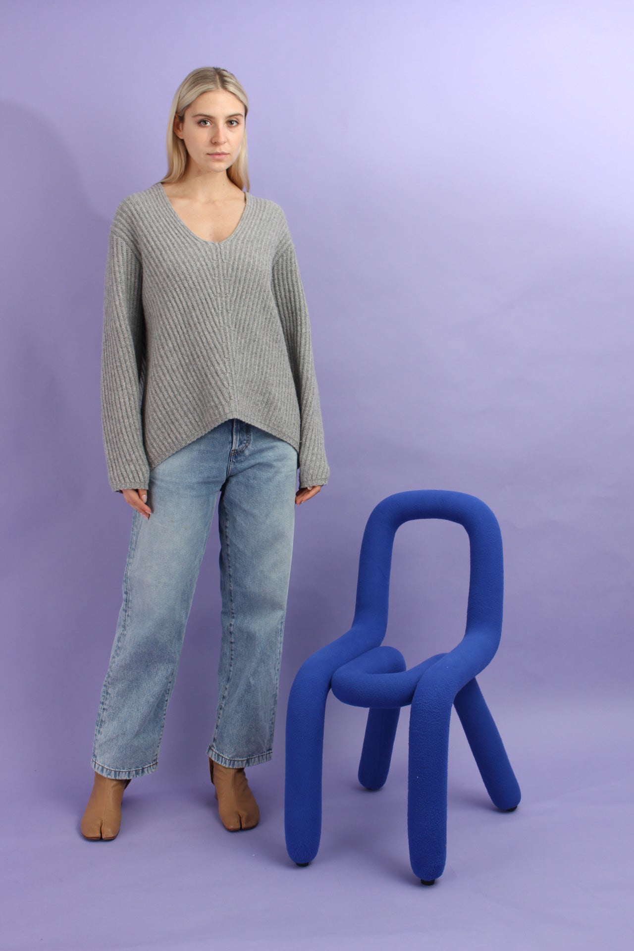 Acne Studios Deborah Sweater in Pale Grey Melange | FWRD
