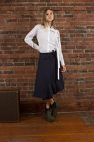 Celine Phoebe Philo Navy Knee-Length Wrap Skirt Size 42