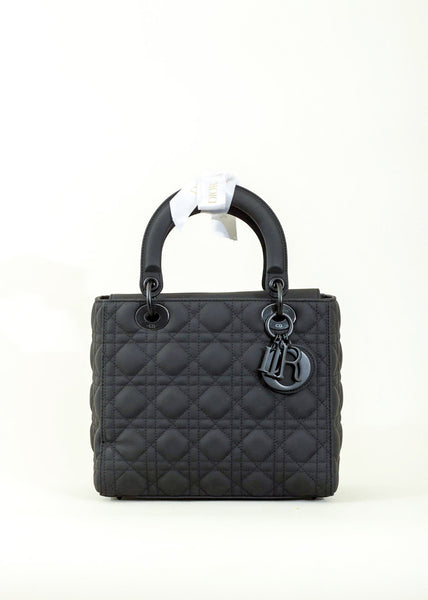 Christian Dior Ultramatte Medium Lady Dior Black Bag