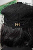 Dior Black Arty Hat with Veil sz 57