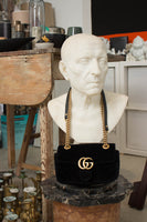 Gucci Small Quilted Velvet Black GG Marmont Matelassé Shoulder Bag