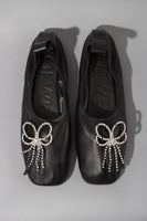 Loewe Crystal-Embellished Leather Ballet Flats Size 38
