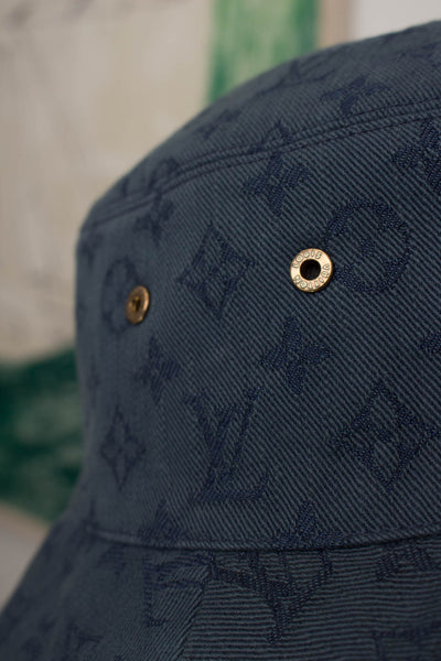 NWT Louis Vuitton Blue Monogram Denim Reversible Bucket Hat Men Virgil  AUTHENTIC
